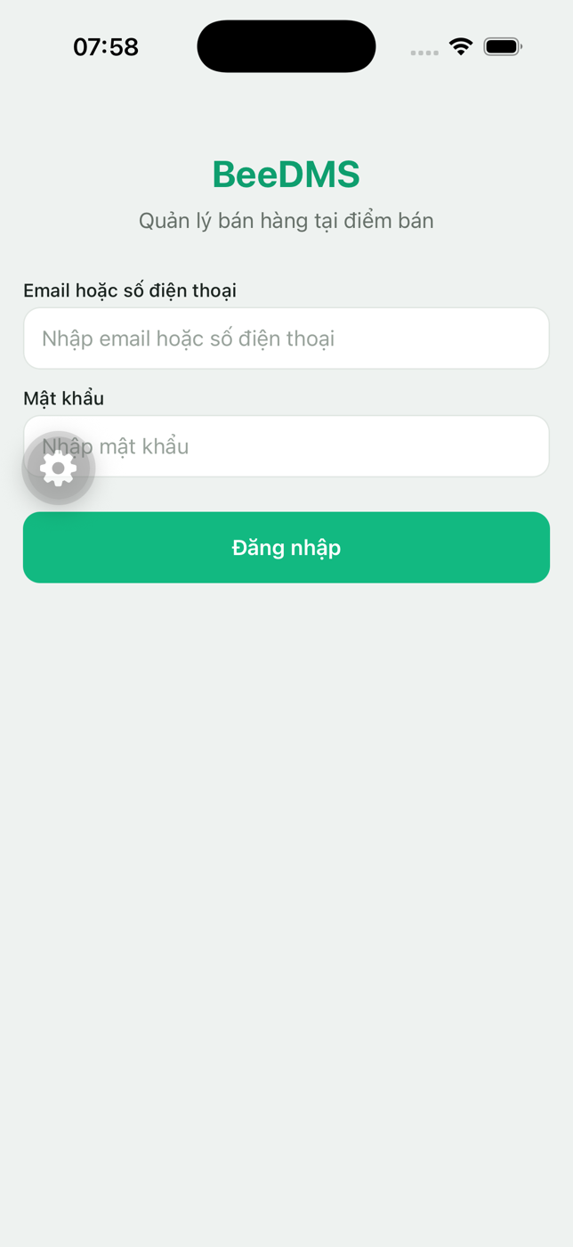 Màn hình đăng nhập app