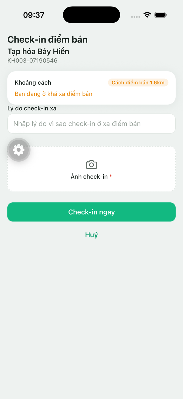 Check-in xa điểm bán