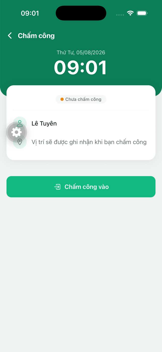 Chấm công trên app